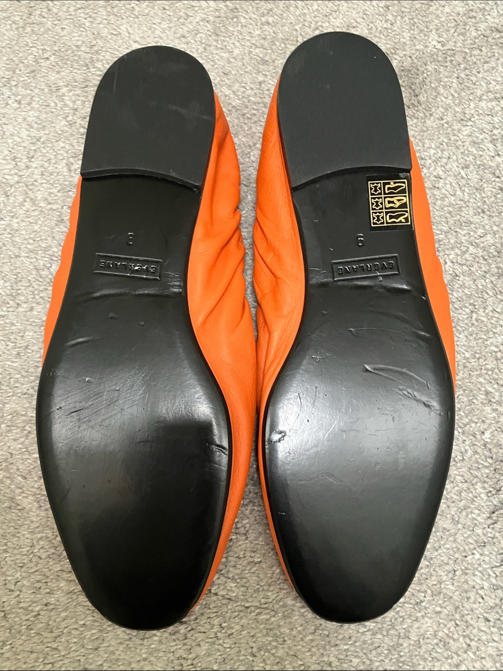 Fabulous Everlane Orange Leather Elastic Ballet Scrunch Flats - Picture 8 of 9